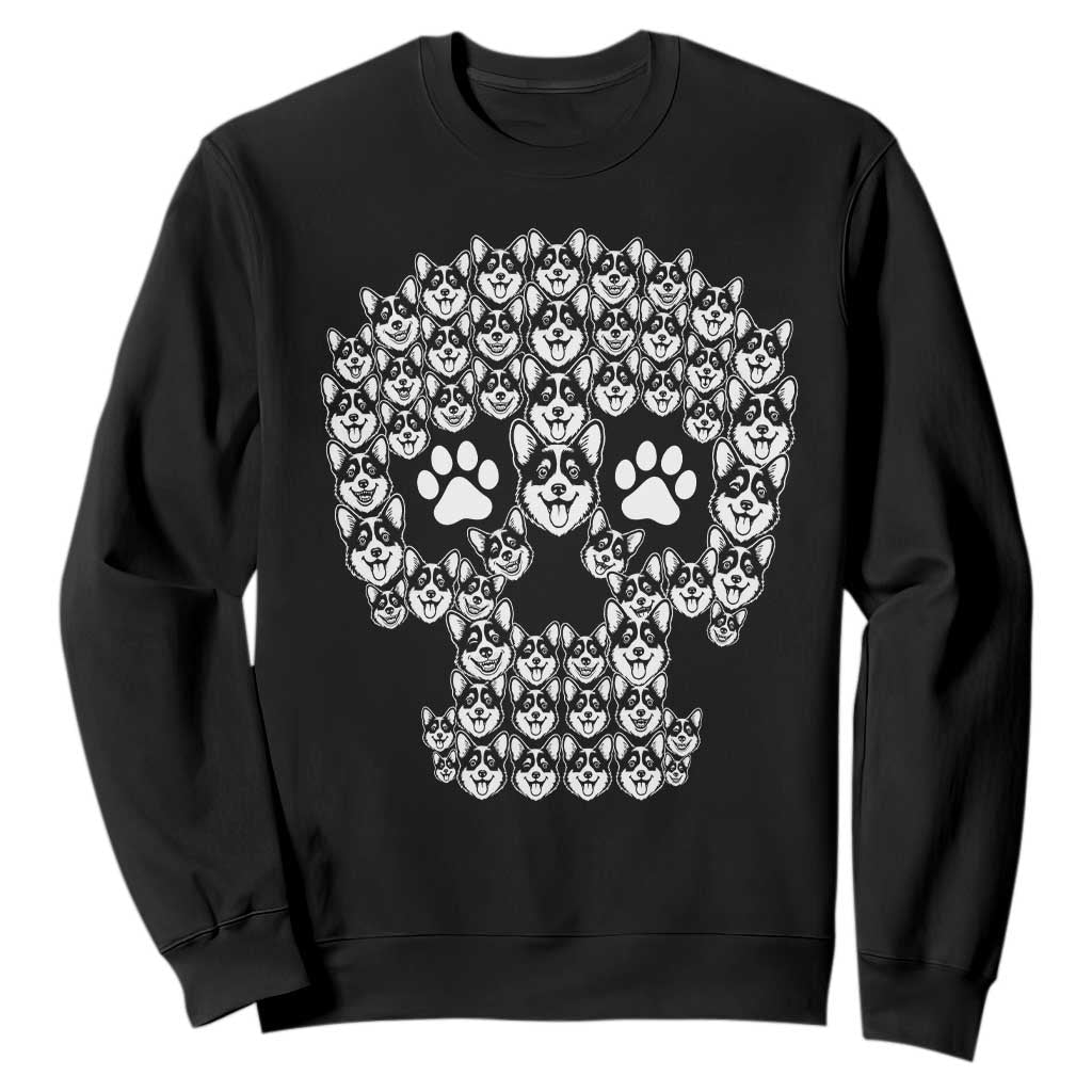 Funny Corgi Skull Halloween Sweatshirt Dog Lover Spooky Gift
