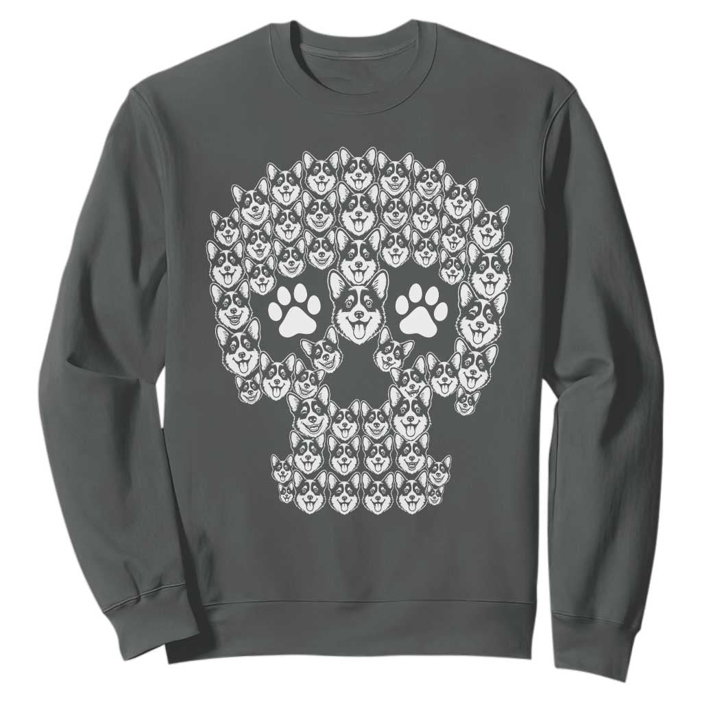 Funny Corgi Skull Halloween Sweatshirt Dog Lover Spooky Gift