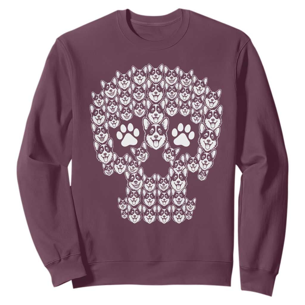 Funny Corgi Skull Halloween Sweatshirt Dog Lover Spooky Gift