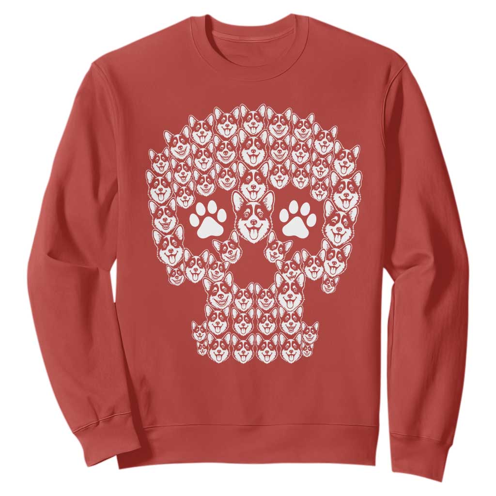 Funny Corgi Skull Halloween Sweatshirt Dog Lover Spooky Gift