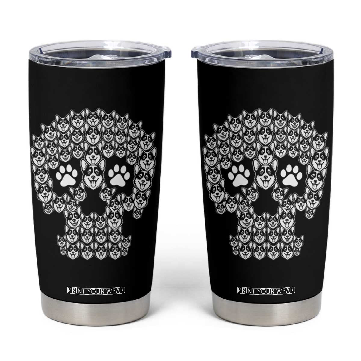 Funny Corgi Skull Halloween Tumbler Cup Dog Lover Spooky Gift