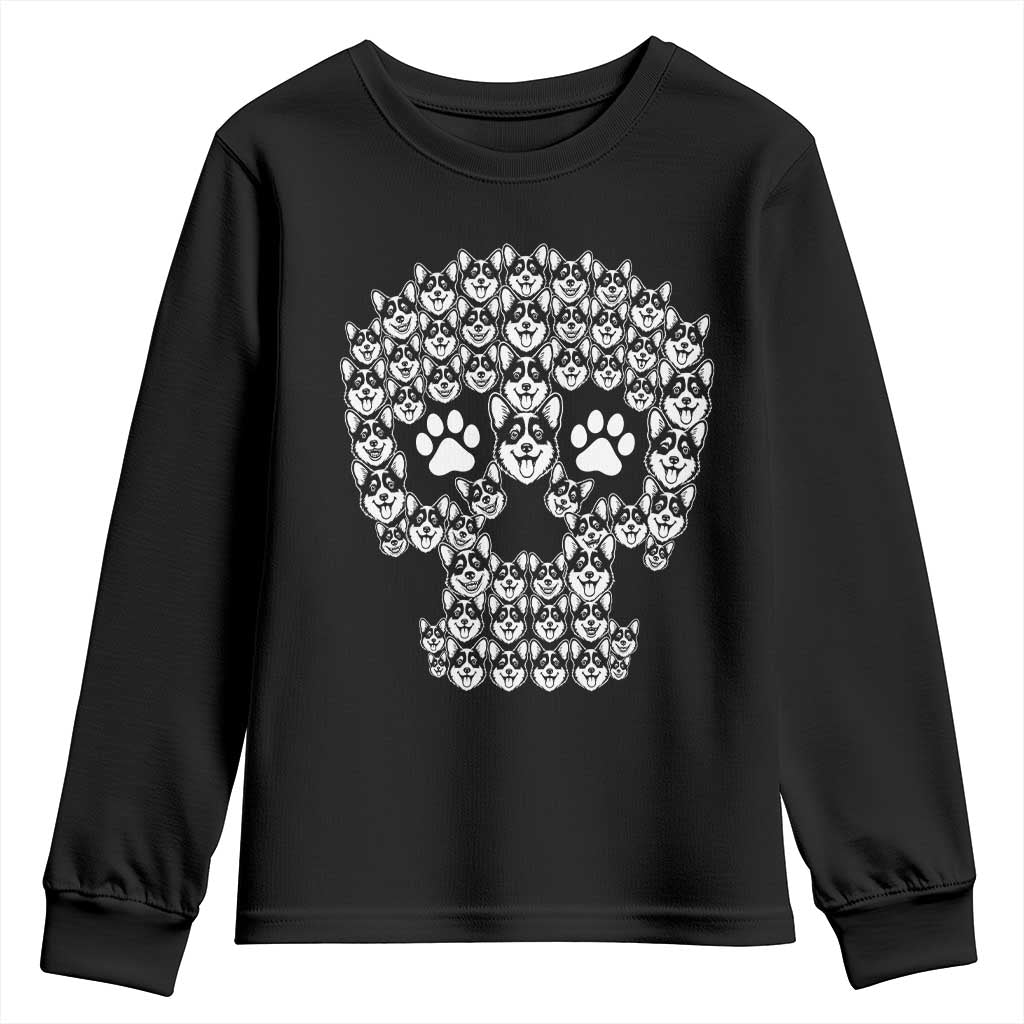 Funny Corgi Skull Halloween Youth Sweatshirt Dog Lover Spooky Gift