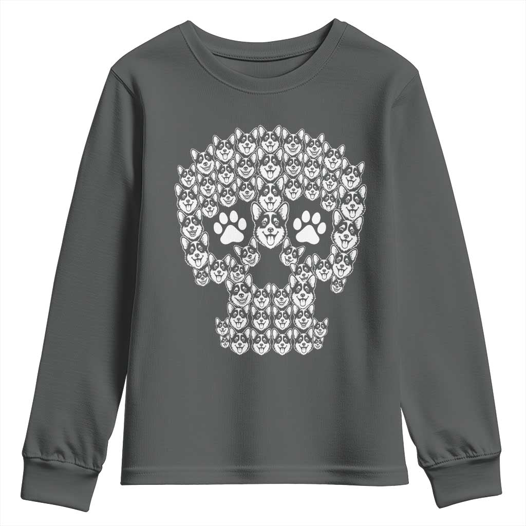 Funny Corgi Skull Halloween Youth Sweatshirt Dog Lover Spooky Gift