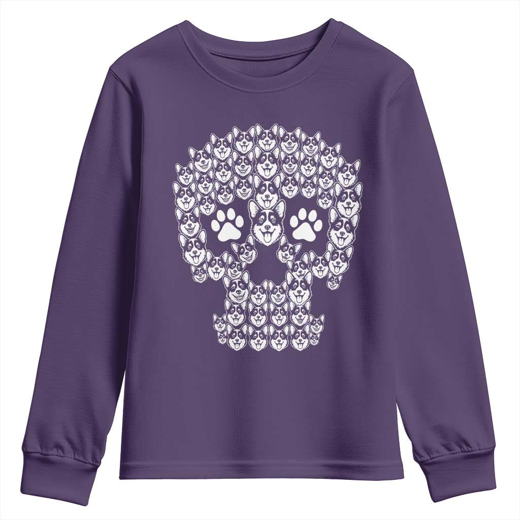 Funny Corgi Skull Halloween Youth Sweatshirt Dog Lover Spooky Gift