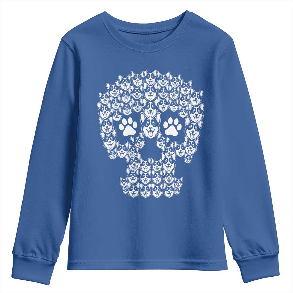 Funny Corgi Skull Halloween Youth Sweatshirt Dog Lover Spooky Gift