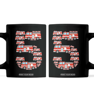 Fire Truck 5th Birthday Coffee Mug Firefighter Gift For Five Year Old Kid