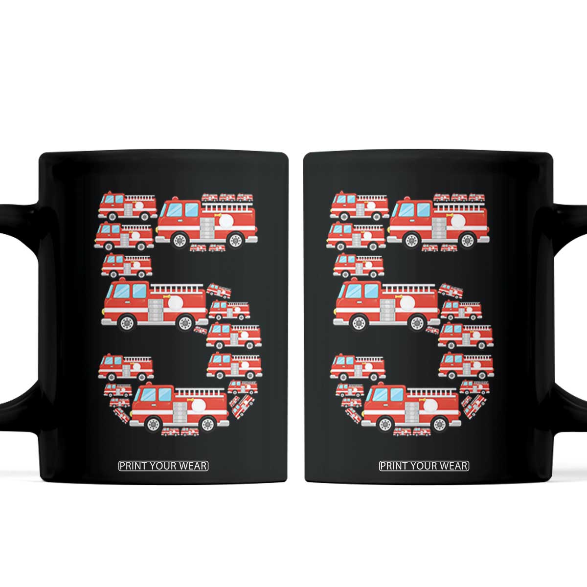 Fire Truck 5th Birthday Coffee Mug Firefighter Gift For Five Year Old Kid