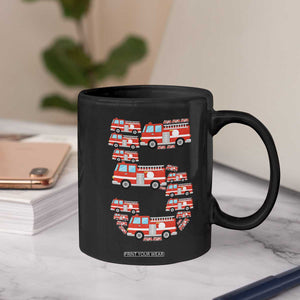 Fire Truck 5th Birthday Coffee Mug Firefighter Gift For Five Year Old Kid