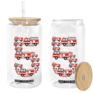 Fire Truck 5th Birthday Glass Can Firefighter Gift For Five Year Old Kid