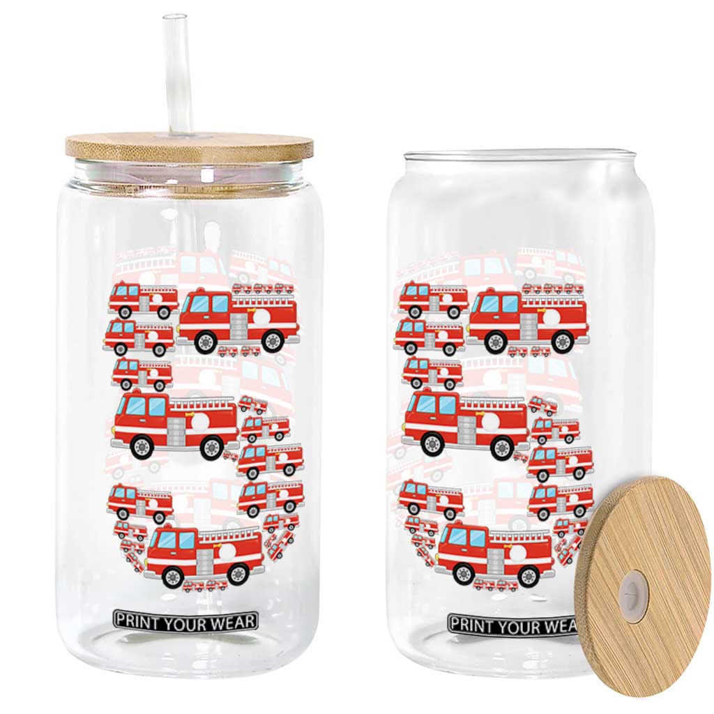 Fire Truck 5th Birthday Glass Can Firefighter Gift For Five Year Old Kid