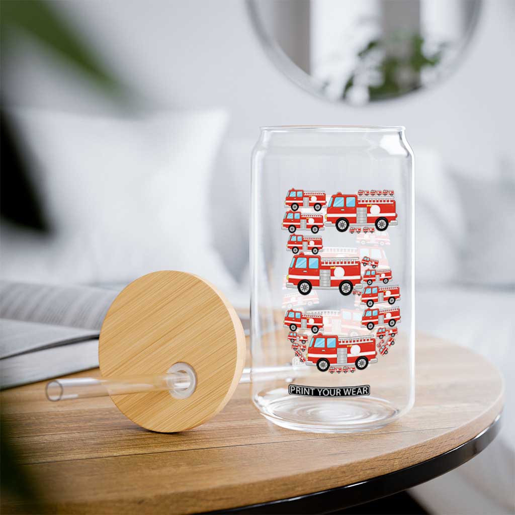 Fire Truck 5th Birthday Glass Can Firefighter Gift For Five Year Old Kid