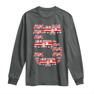 Fire Truck 5th Birthday Long Sleeve Shirt Firefighter Gift For Five Year Old Kid