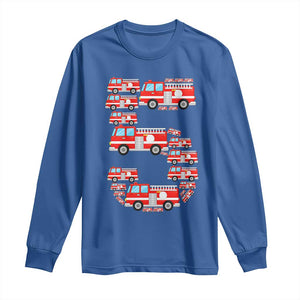 Fire Truck 5th Birthday Long Sleeve Shirt Firefighter Gift For Five Year Old Kid