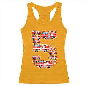 Fire Truck 5th Birthday Racerback Tank Top Firefighter Gift For Five Year Old Kid