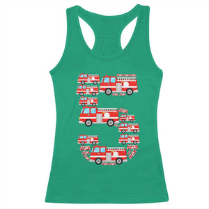 Fire Truck 5th Birthday Racerback Tank Top Firefighter Gift For Five Year Old Kid