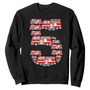 Fire Truck 5th Birthday Sweatshirt Firefighter Gift For Five Year Old Kid