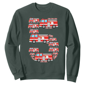 Fire Truck 5th Birthday Sweatshirt Firefighter Gift For Five Year Old Kid