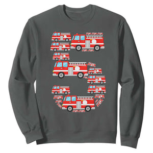 Fire Truck 5th Birthday Sweatshirt Firefighter Gift For Five Year Old Kid