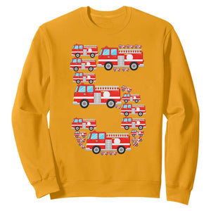 Fire Truck 5th Birthday Sweatshirt Firefighter Gift For Five Year Old Kid