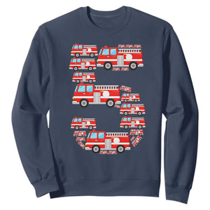 Fire Truck 5th Birthday Sweatshirt Firefighter Gift For Five Year Old Kid