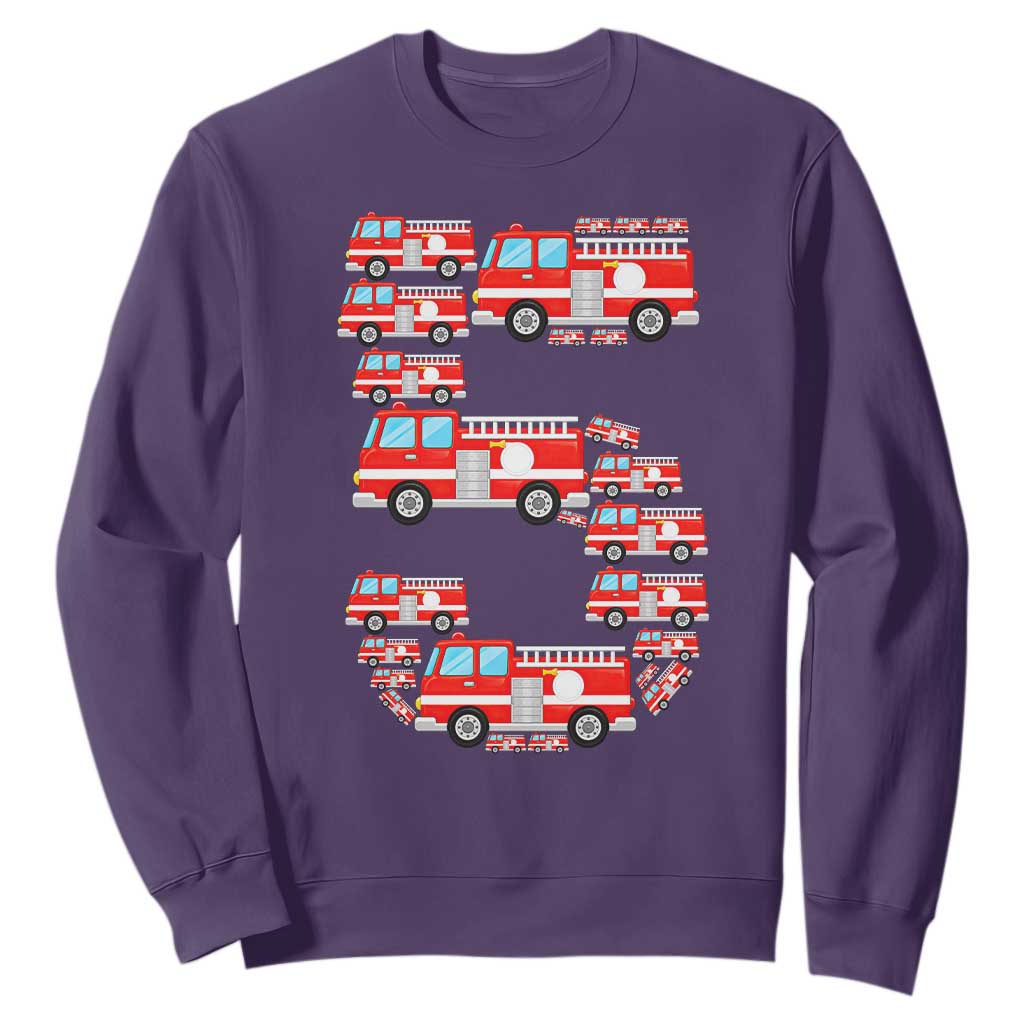 Fire Truck 5th Birthday Sweatshirt Firefighter Gift For Five Year Old Kid