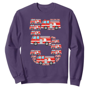 Fire Truck 5th Birthday Sweatshirt Firefighter Gift For Five Year Old Kid