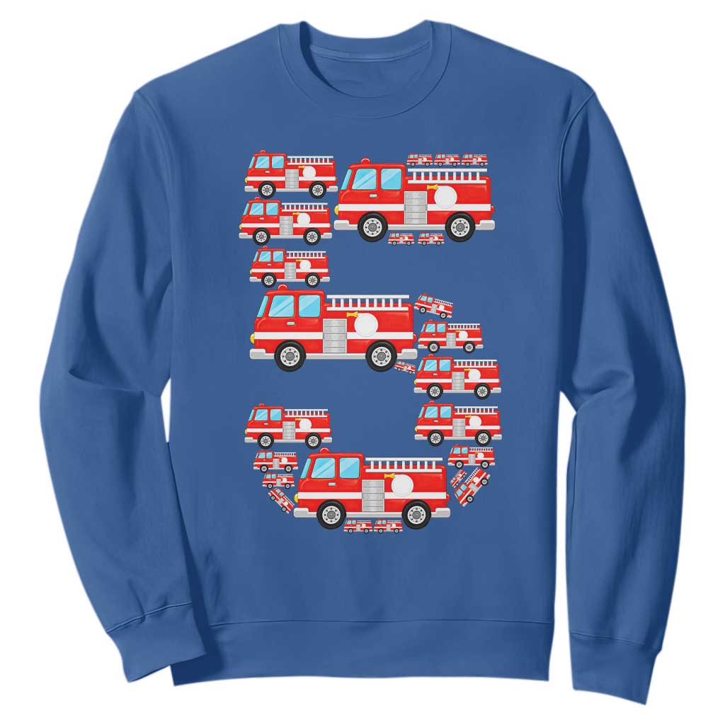Fire Truck 5th Birthday Sweatshirt Firefighter Gift For Five Year Old Kid