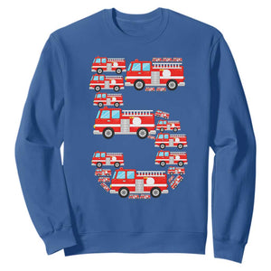 Fire Truck 5th Birthday Sweatshirt Firefighter Gift For Five Year Old Kid