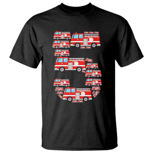 Fire Truck 5th Birthday T Shirt Firefighter Gift For Five Year Old Kid