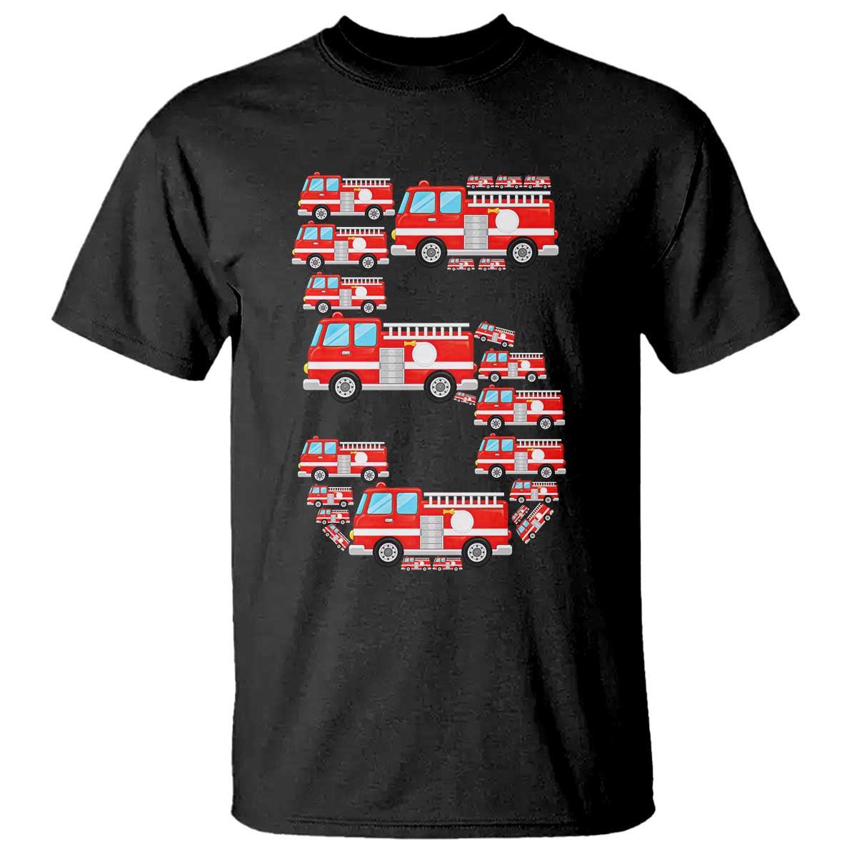Fire Truck 5th Birthday T Shirt Firefighter Gift For Five Year Old Kid