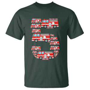 Fire Truck 5th Birthday T Shirt Firefighter Gift For Five Year Old Kid