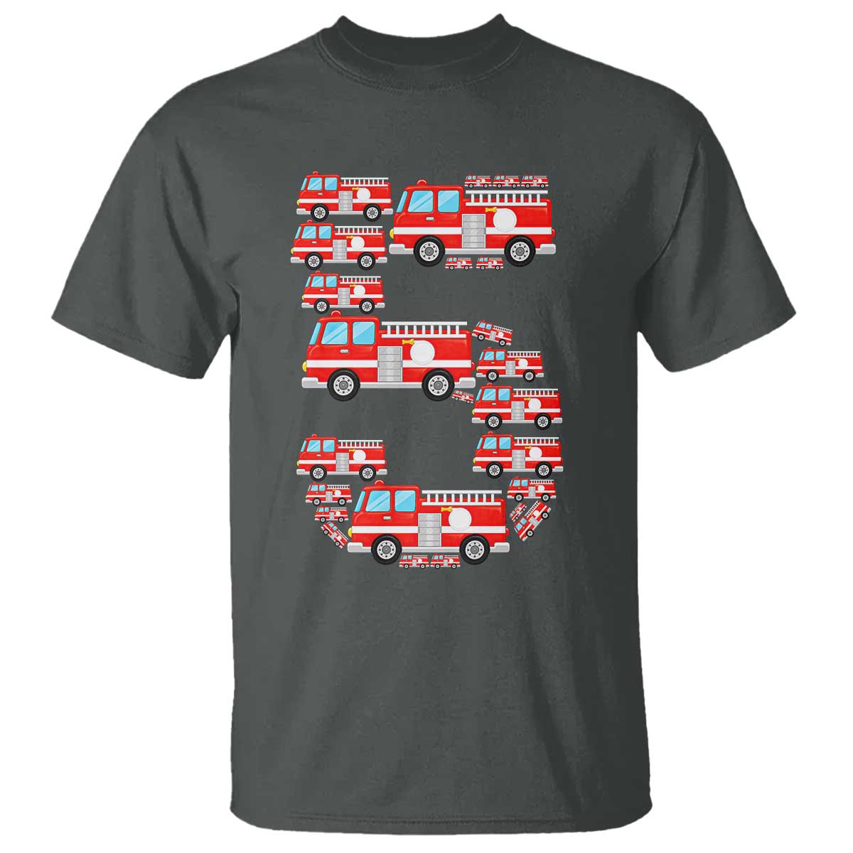 Fire Truck 5th Birthday T Shirt Firefighter Gift For Five Year Old Kid