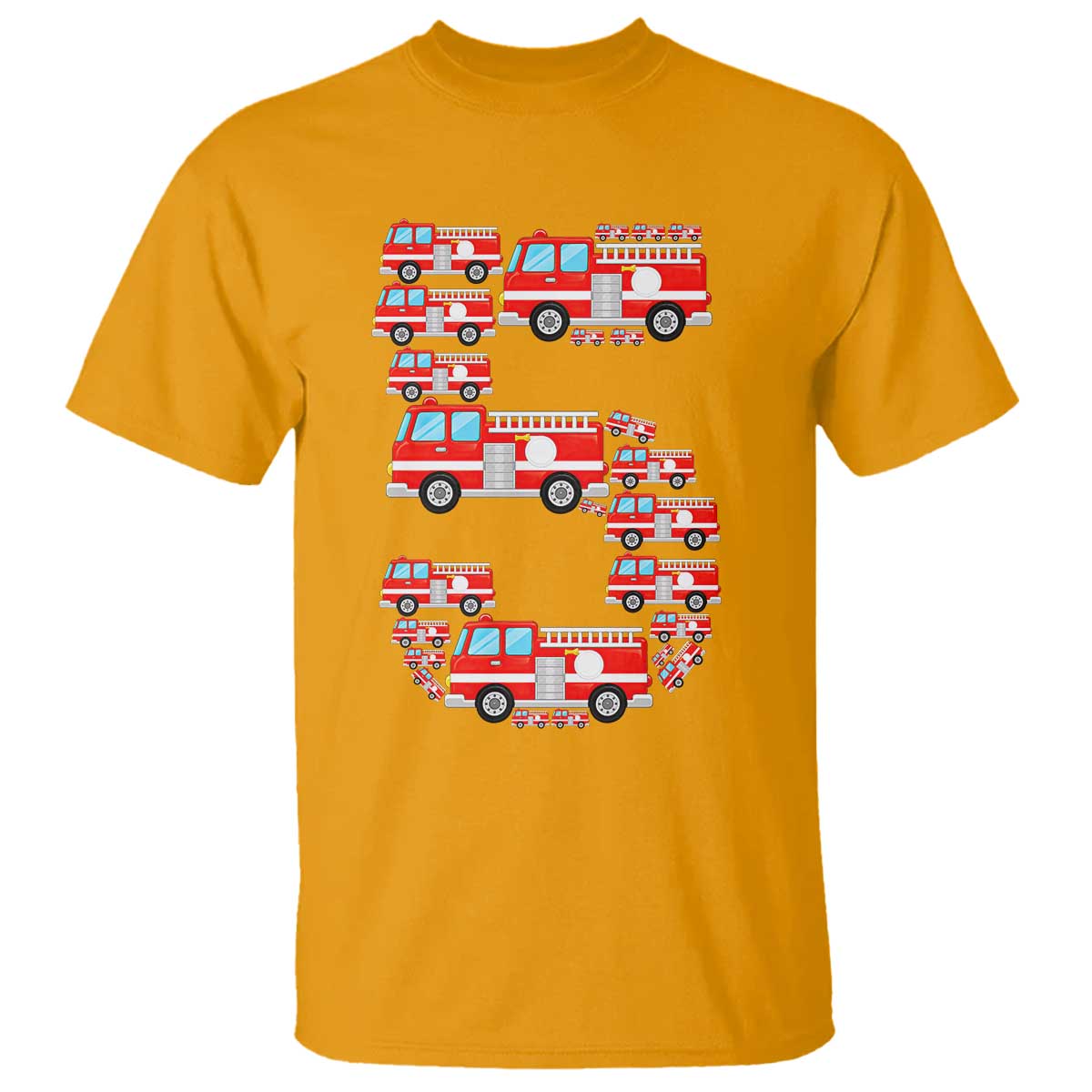 Fire Truck 5th Birthday T Shirt Firefighter Gift For Five Year Old Kid
