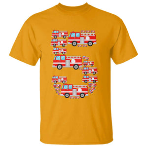 Fire Truck 5th Birthday T Shirt Firefighter Gift For Five Year Old Kid
