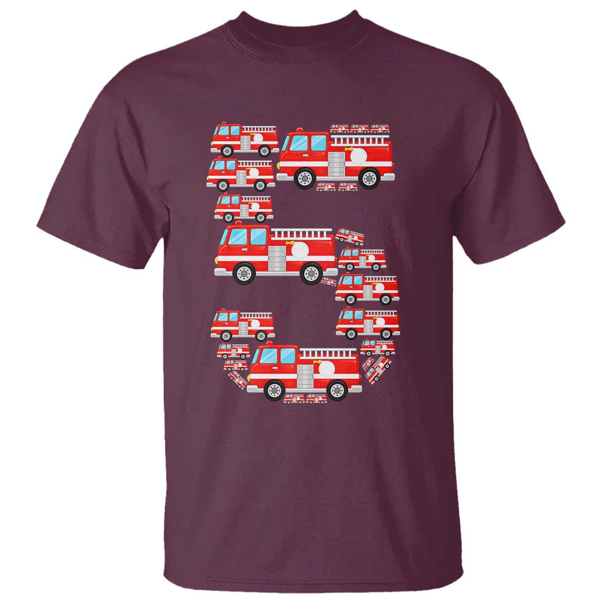 Fire Truck 5th Birthday T Shirt Firefighter Gift For Five Year Old Kid