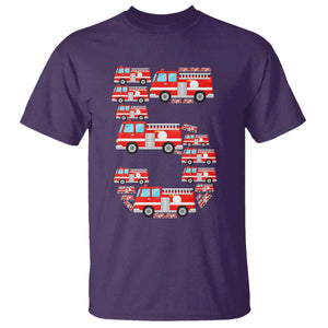 Fire Truck 5th Birthday T Shirt Firefighter Gift For Five Year Old Kid
