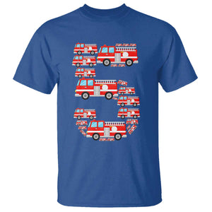 Fire Truck 5th Birthday T Shirt Firefighter Gift For Five Year Old Kid