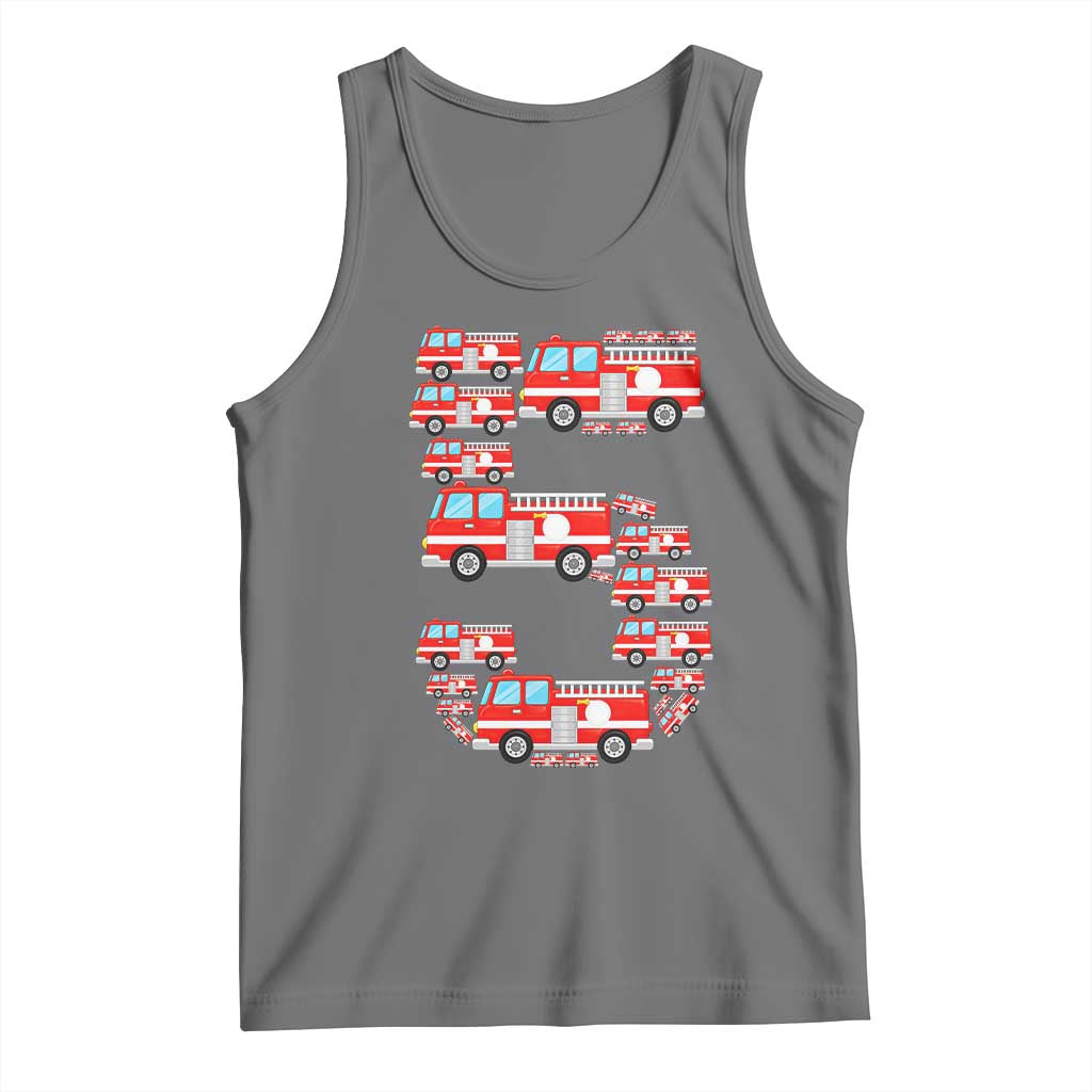 Fire Truck 5th Birthday Tank Top Firefighter Gift For Five Year Old Kid