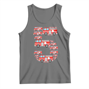 Fire Truck 5th Birthday Tank Top Firefighter Gift For Five Year Old Kid