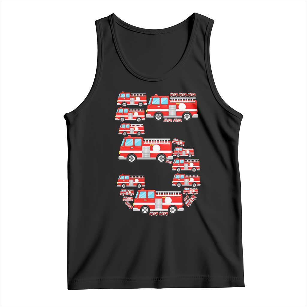 Fire Truck 5th Birthday Tank Top Firefighter Gift For Five Year Old Kid