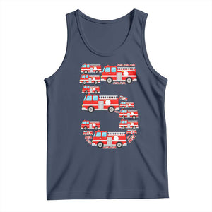 Fire Truck 5th Birthday Tank Top Firefighter Gift For Five Year Old Kid