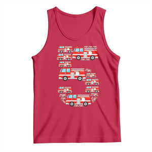 Fire Truck 5th Birthday Tank Top Firefighter Gift For Five Year Old Kid