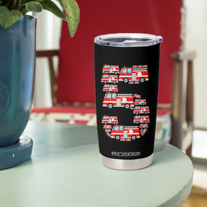 Fire Truck 5th Birthday Tumbler Cup Firefighter Gift For Five Year Old Kid