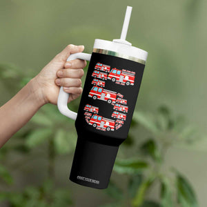 Fire Truck 5th Birthday Tumbler With Handle Firefighter Gift For Five Year Old Kid