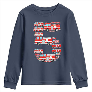 Fire Truck 5th Birthday Youth Sweatshirt Firefighter Gift For Five Year Old Kid