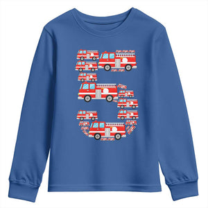 Fire Truck 5th Birthday Youth Sweatshirt Firefighter Gift For Five Year Old Kid