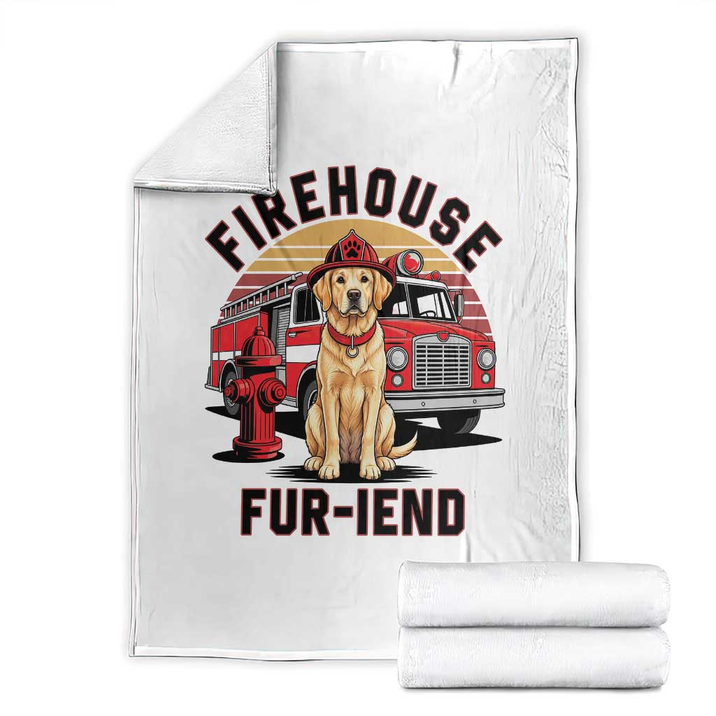 Firehouse Furiend Golden Retriever Firefighter Throw Blanket Fire Engine Rescue Dog Lover Gift