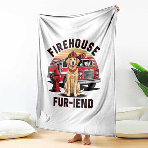 Firehouse Furiend Golden Retriever Firefighter Throw Blanket Fire Engine Rescue Dog Lover Gift