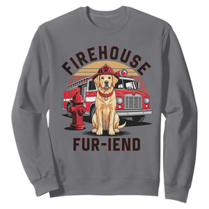 Firehouse Furiend Golden Retriever Firefighter Sweatshirt Fire Engine Rescue Dog Lover Gift