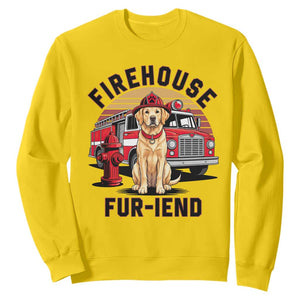 Firehouse Furiend Golden Retriever Firefighter Sweatshirt Fire Engine Rescue Dog Lover Gift